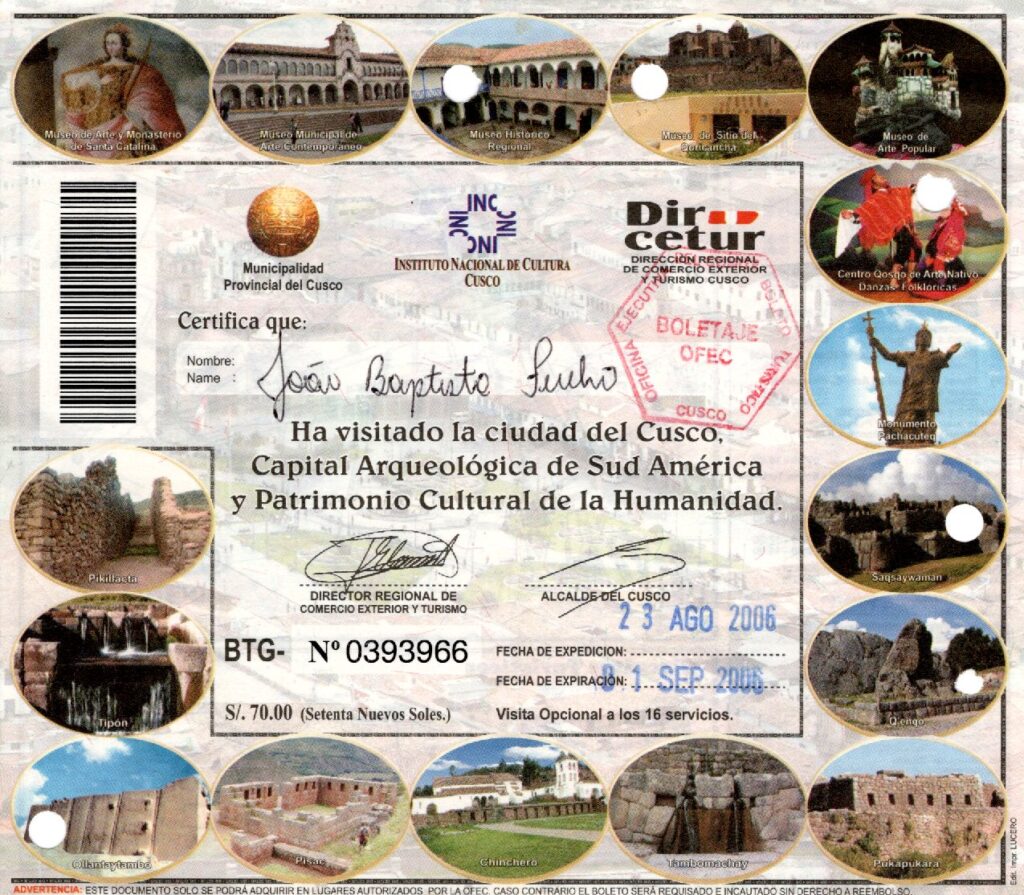 Peru - Cusco - Boleto Turistico